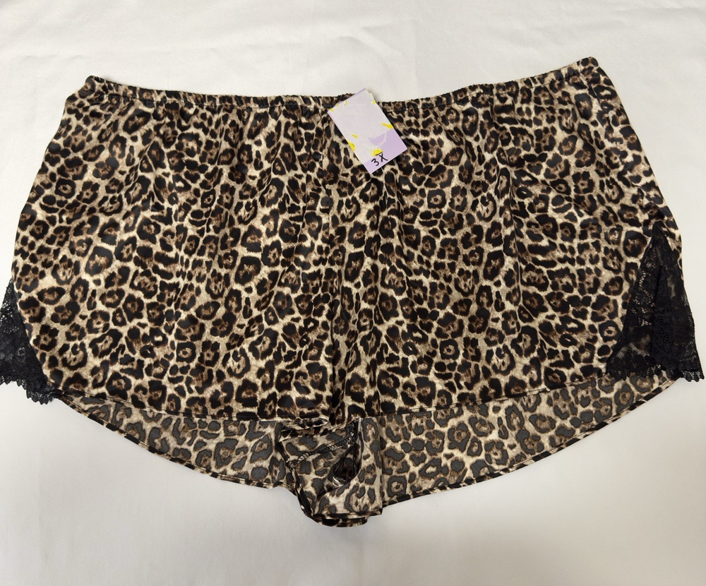 Joyspun Womens Sleep Shorts Pajama Size 3X 22W-24W Leopard Print Lace
